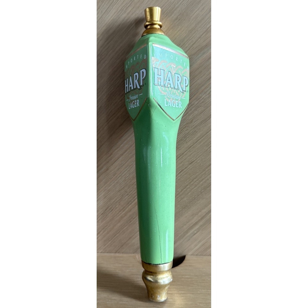 Imported Harp Premium Lager 3 Sided Beer Tap Handle Green & Gold 11"